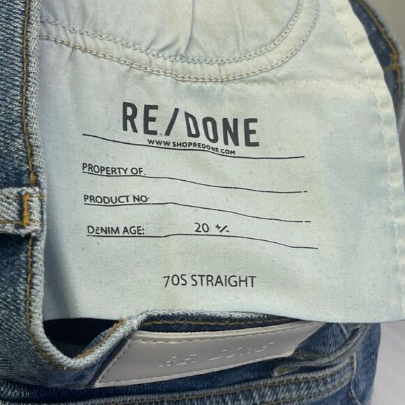 Re/Done Medium Wash Blue High Waisted Straight Leg Jeans Size 25 - Picture 9 of 11